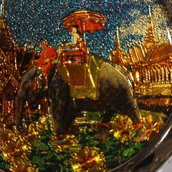 Vintage Thailand Double Mirror Compact Handheld Vanity Lucky Elephant/Floral ❤️ - Picture 7 of 8
